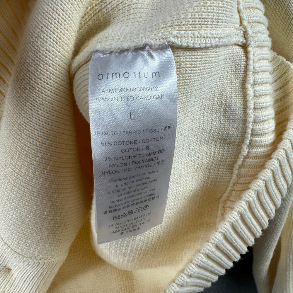 Armarium Ivan Knitted Cardigan Cream Cotton Blend Long Sleeve V-Neck Large View 5